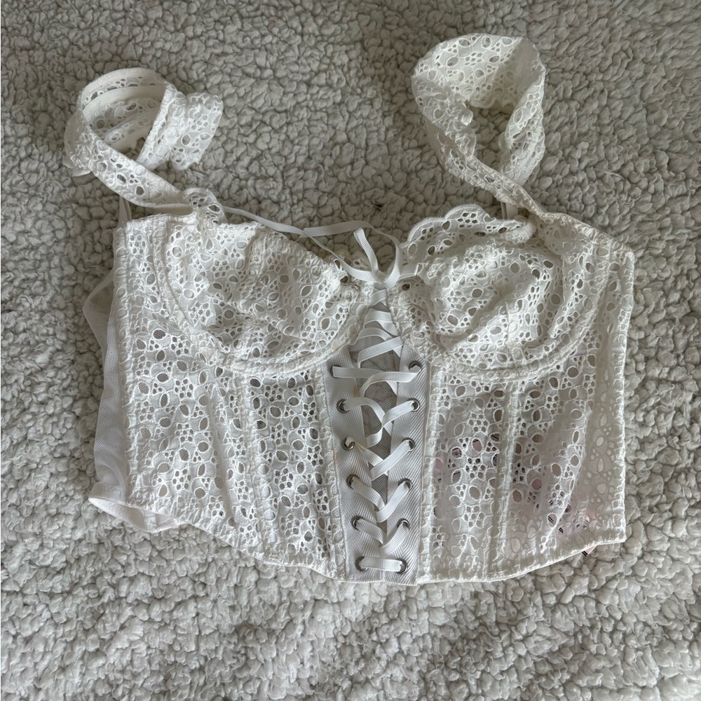Victoria's Secret White Eyelet Lace Corset Camisole